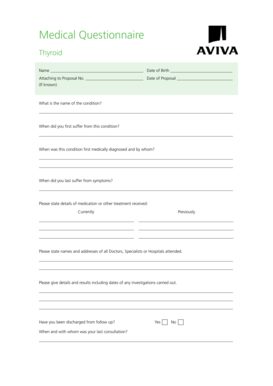 Thyroid Medical Questionnaire