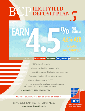 BCP High Yield Deposit Plan 5 Application Form