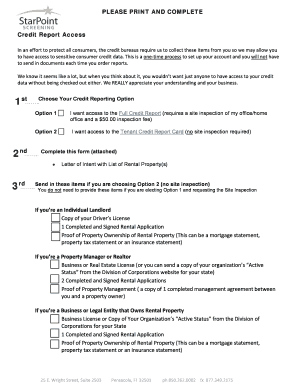 Credit Report Access Application Form