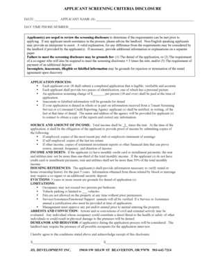 Applicant Screening Criteria Disclosure