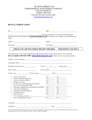 Rental Verification Form