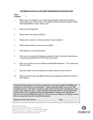 Arthritis and Joint Disorders Questionnaire