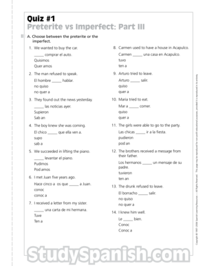 Preterite Vs Imperfect Worksheet - Fill and Sign Printable Template Online