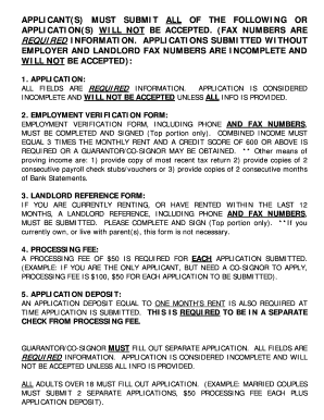 Tenant Application for Lease Form