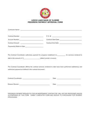 Progress Payment Approval Form - Leech Lake Band of Ojibwe - llojibwe