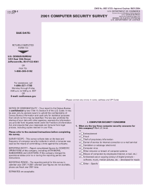 2001 Computer Security Survey Form CS-1