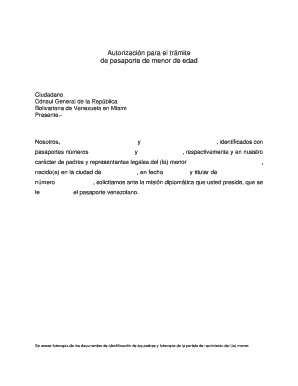 Autorización para el trámite de pasaporte de menor de edad