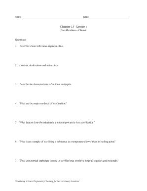 Veterinary Assistant Sterilization Quiz