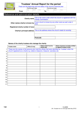 Trustees' Annual Report - Template: Guidance Notes - gbtc org