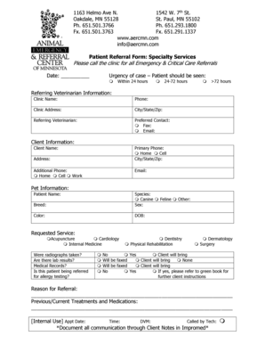 Patient Referral Form: Specialty Services