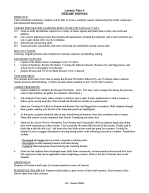 Resume Writing Lesson Plan