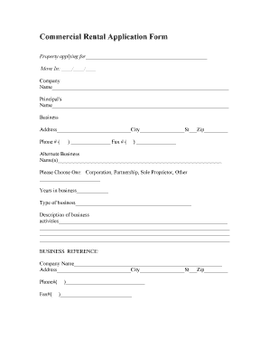 Commercial Rental Application Form