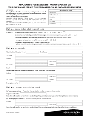 Residents' Parking Permit Application