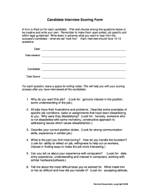 Candidate Interview Scoring Form