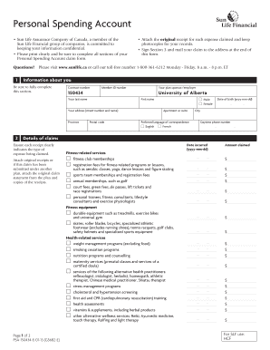 Sun Life Personal Spending Account Claim Form