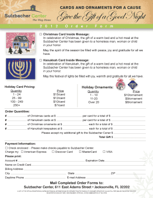 2012 Holiday Card and Ornament Order Form