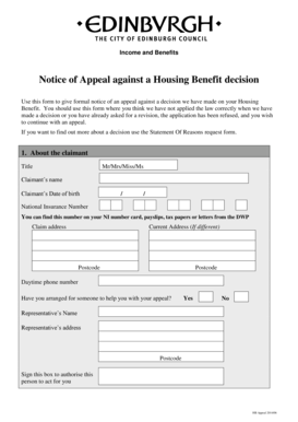 Housing Benefit Appeal Form