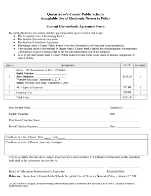 Student Chromebook Agreement Form