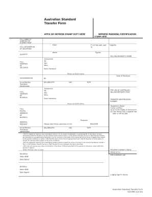 Australian Standard Transfer Form