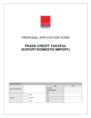 Trade Credit Takaful Proposal Application Form