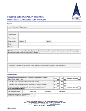 Equine Organization General Liability Insurance Proposal