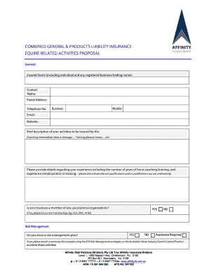 Equine Liability Insurance Proposal