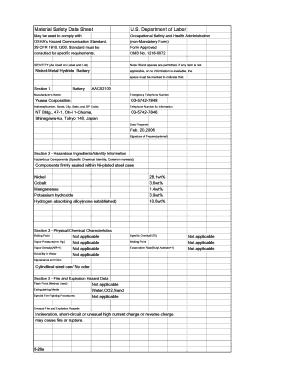Material Safety Data Sheet for Nickel-Metal Hydride Battery