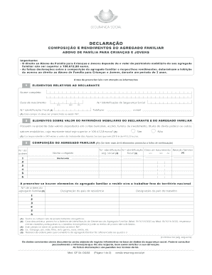 Declaração de Composição e Rendimentos do Agregado Familiar