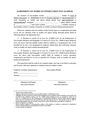 Non-Resident Worker Weekly Rest Day Work Agreement