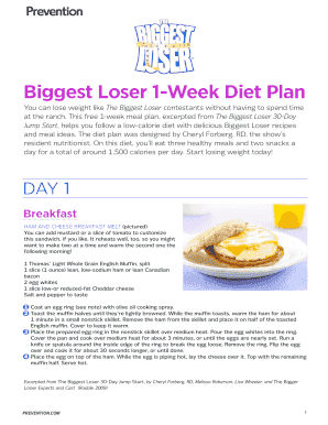 biggest loser workout plan pdf