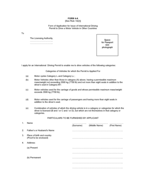International Driving Permit Application Form 4-A