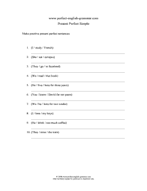 Present Perfect Simple Exercise