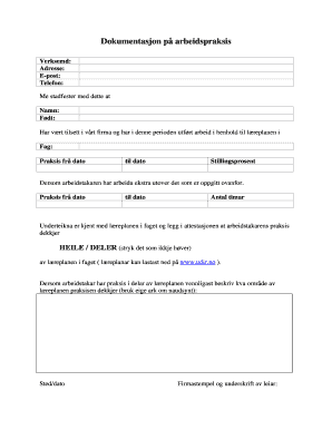 Work Practice Documentation