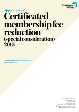 Application for Membership Fee Reduction