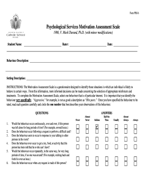 PBS 6 Psychological Services Motivation Assessment Scale