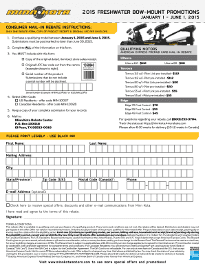 Minn Kota Freshwater Bow-Mount Rebate Form