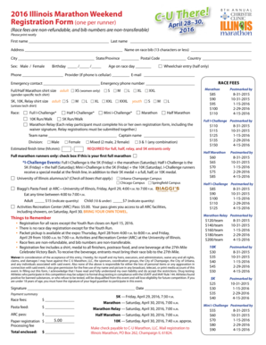 2016 Illinois Marathon Registration Form
