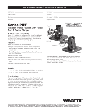 Watts PIPF Isolation Pump Flange Form
