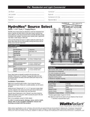 HydroNex Source Select Installation Form