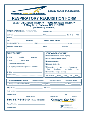 Respiratory Requisition Form