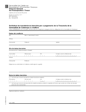 Catalonia Bank Transfer Request Form