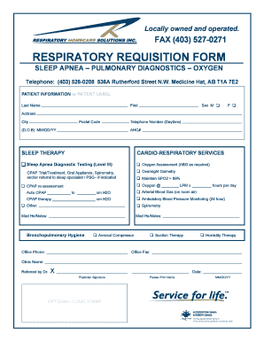 Respiratory Requisition Form