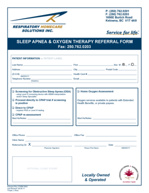 Sleep Apnea and Oxygen Therapy Referral Form