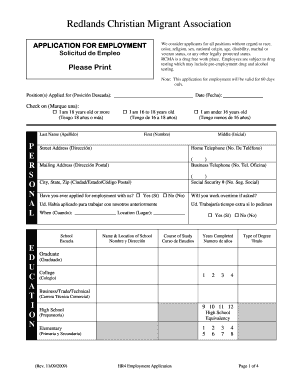 Redlands Christian Migrant Association Employment Application
