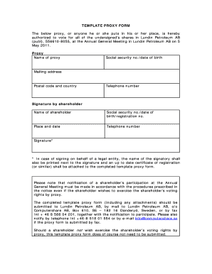 Lundin Petroleum Proxy Form