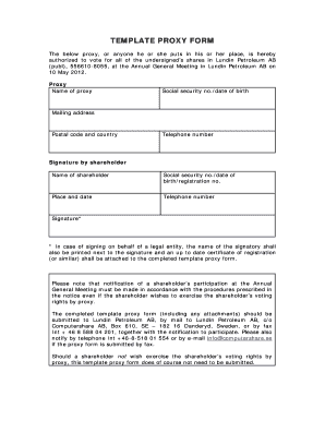 TEMPLATE PROXY FORM - Lundin Petroleum