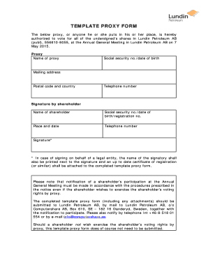 Proxy Form for Lundin Petroleum AB Annual General Meeting