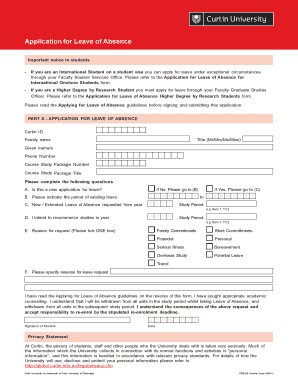 Application for Leave of Absence