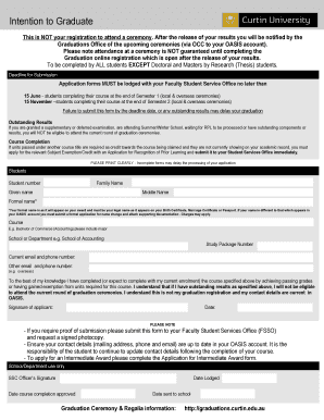 Intention to Graduate Form