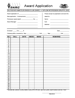 Award Application Form